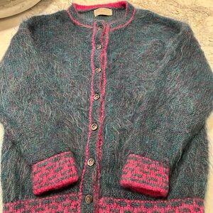 ✨ Vintage Irish Handloomed Mohair Blend Cardigan – Made in Ireland